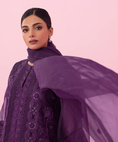 Sapphire - 2 Piece - Embroidered Organza Suit