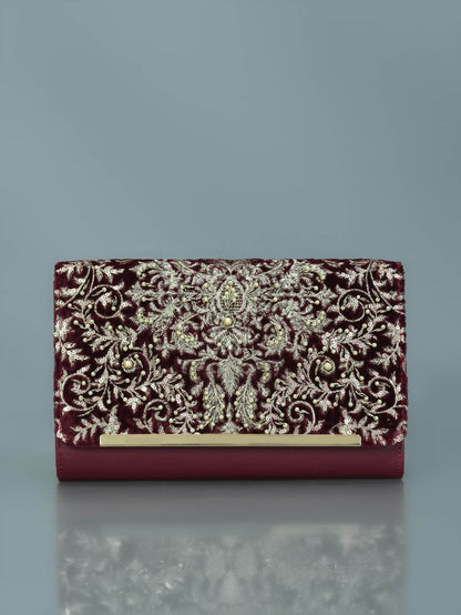 Limelight - Embroidered Velvet Clutch