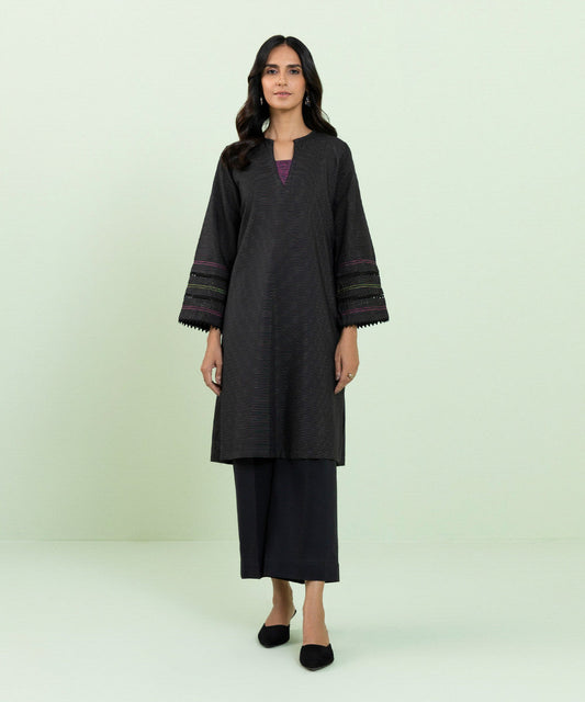 Sapphire - Solid Zari Khaddar Shirt