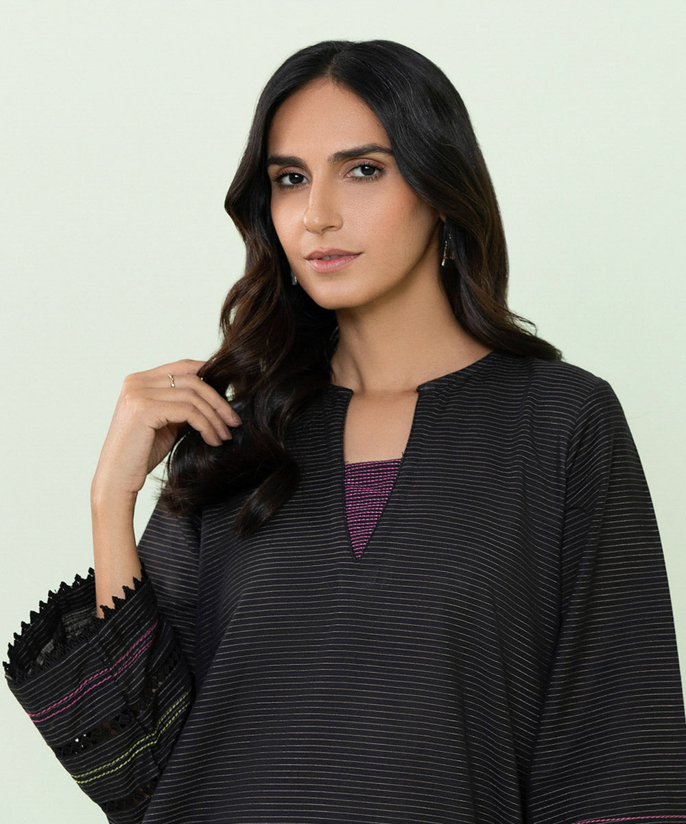 Sapphire - Solid Zari Khaddar Shirt