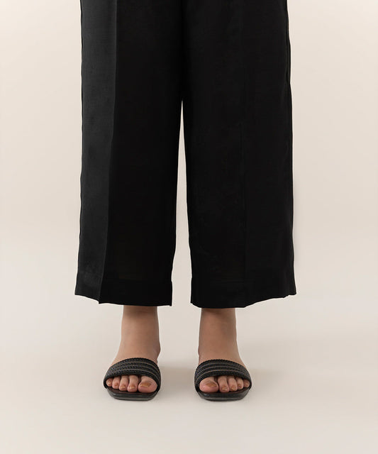 Sapphire - Raw Silk Straight Pants