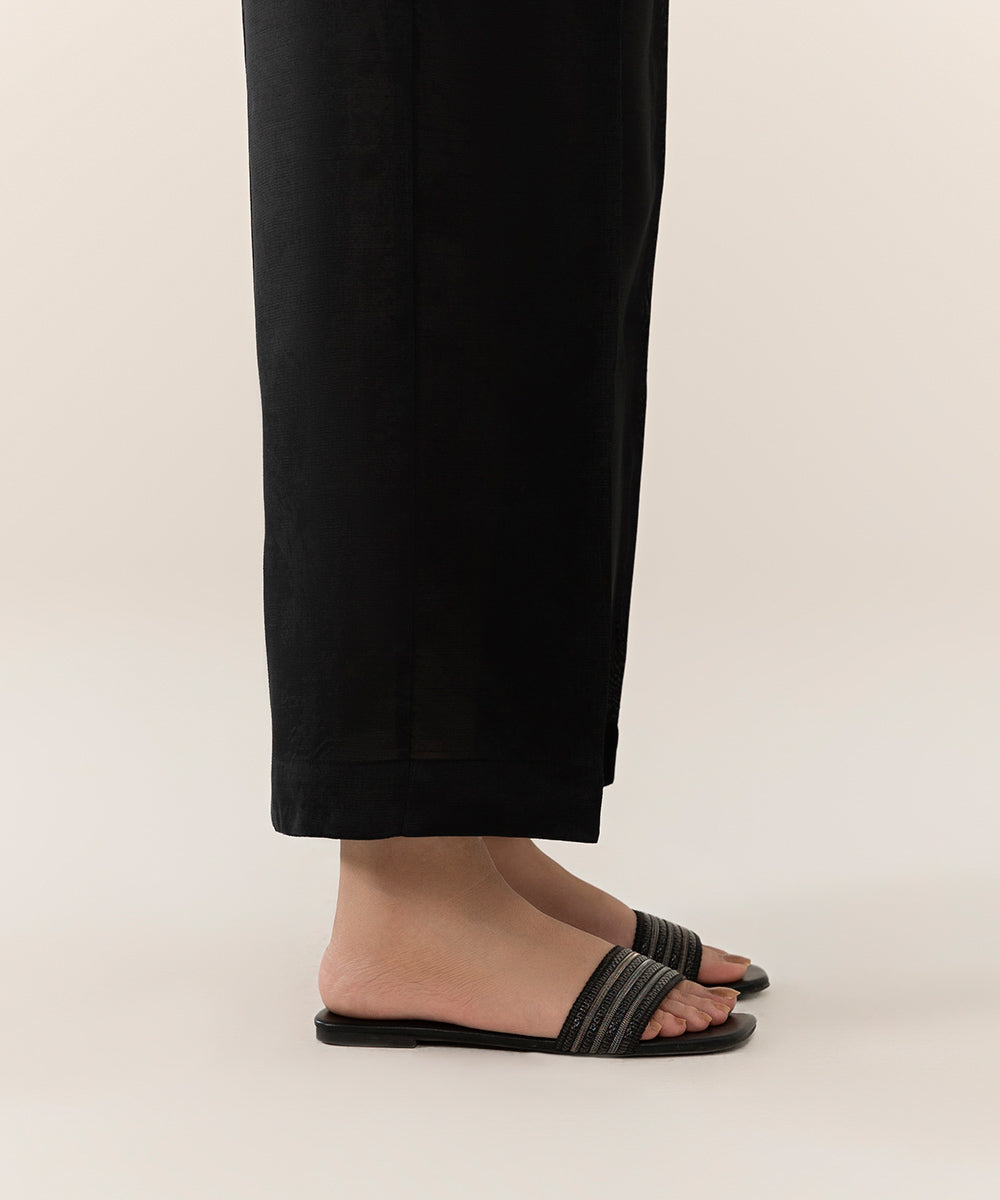 Sapphire - Raw Silk Straight Pants