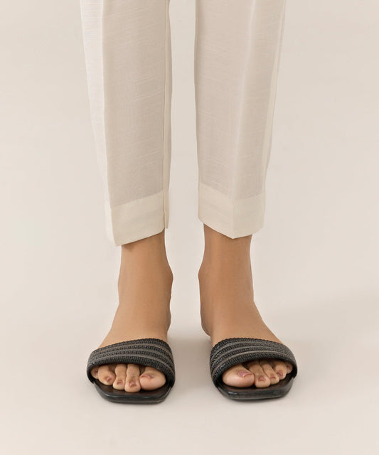 Sapphire - Raw Silk Cigarette Pants