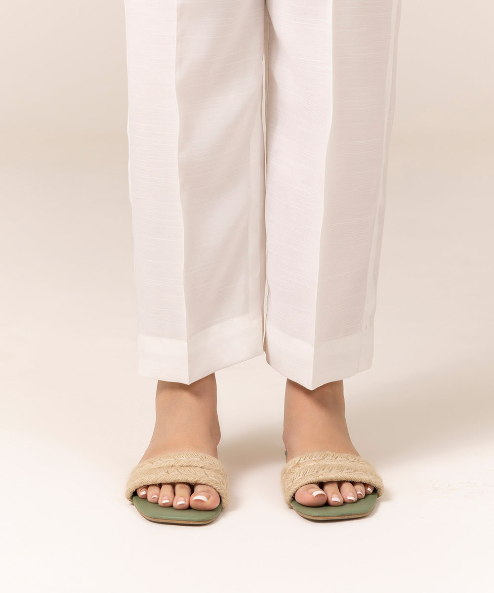 Sapphire - Raw Silk Cigarette Pants