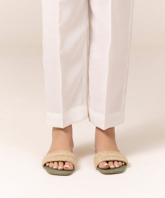 Sapphire - Raw Silk Cigarette Pants