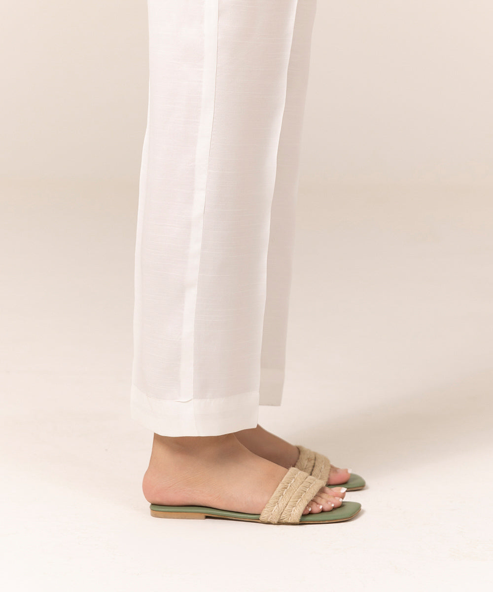 Sapphire - Raw Silk Cigarette Pants