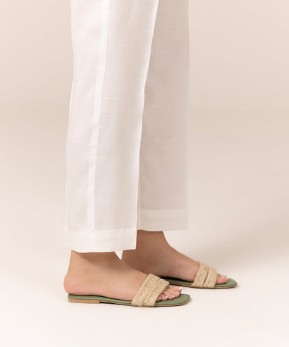 Sapphire - Raw Silk Cigarette Pants