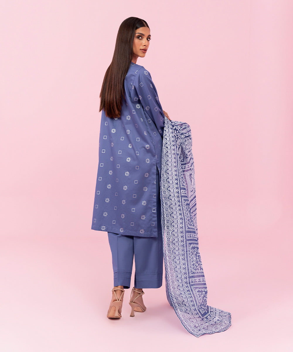 Sapphire - 3 Piece - Embroidered Cotton Satin Suit