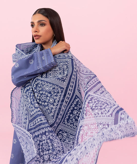 Sapphire - 3 Piece - Embroidered Cotton Satin Suit