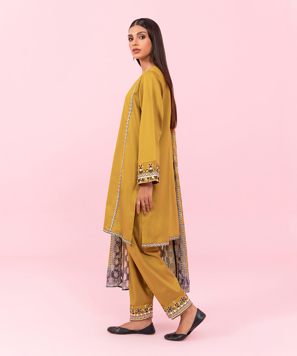 Sapphire - 3 Piece - Embroidered Cotton Satin Suit
