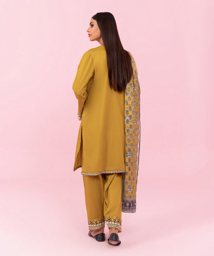 Sapphire - 3 Piece - Embroidered Cotton Satin Suit