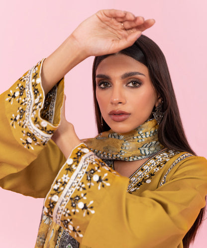 Sapphire - 3 Piece - Embroidered Cotton Satin Suit