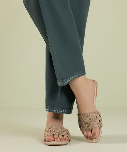 Sapphire - Embroidered Khaddar Straight Pants
