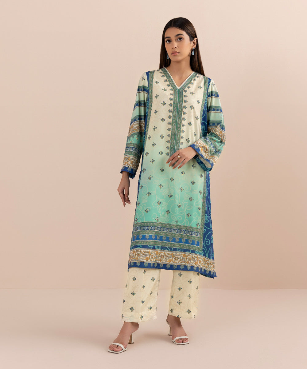 Sapphire - 2 Piece - Printed Silk Suit