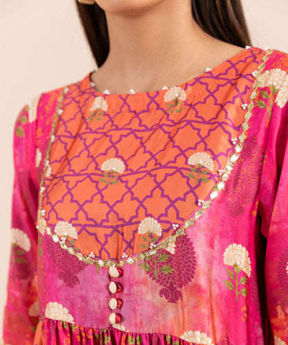 Sapphire - Embellished Flared Silk Shirt