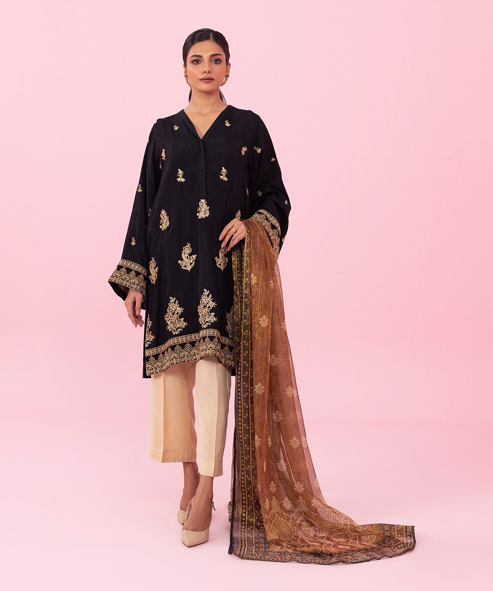 Sapphire - 2 Piece - Embroidered Raw Silk Suit