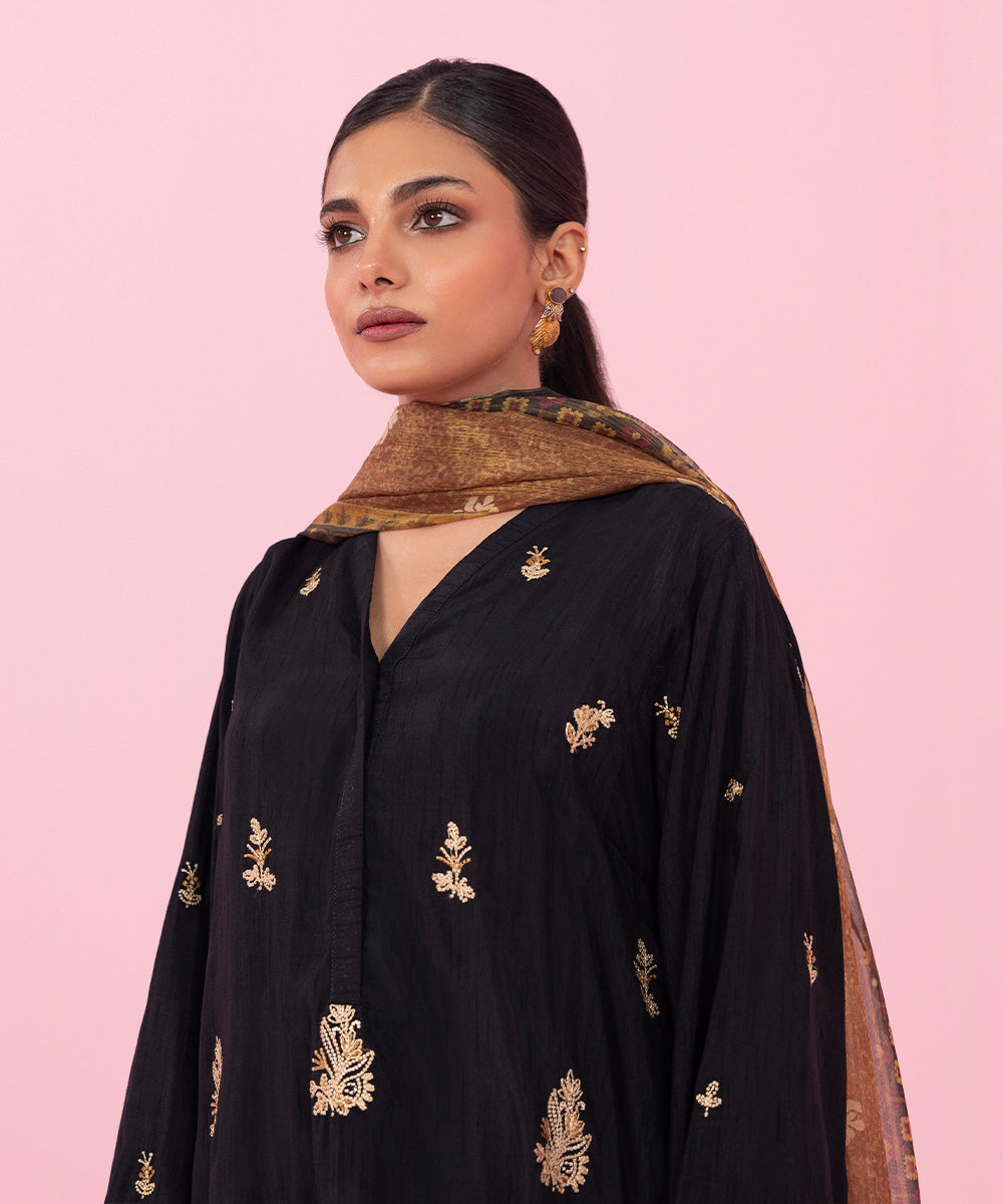 Sapphire - 2 Piece - Embroidered Raw Silk Suit