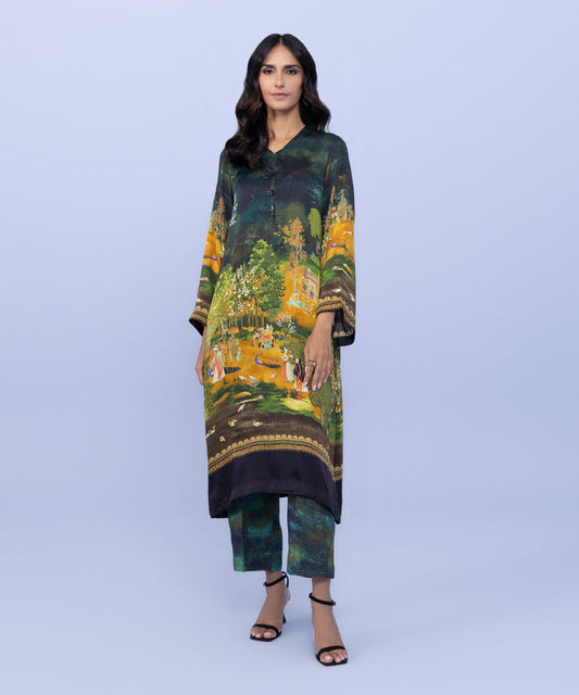 Sapphire - 2 Piece - Printed Silk Suit