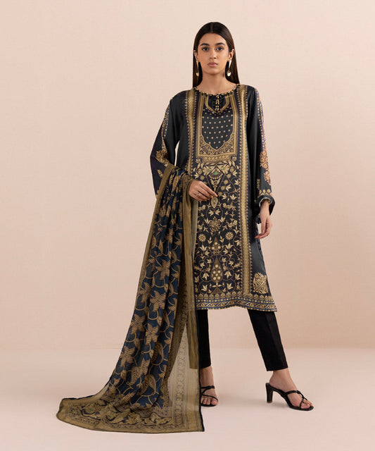 Sapphire - 2 Piece - Embellished Silk Suit