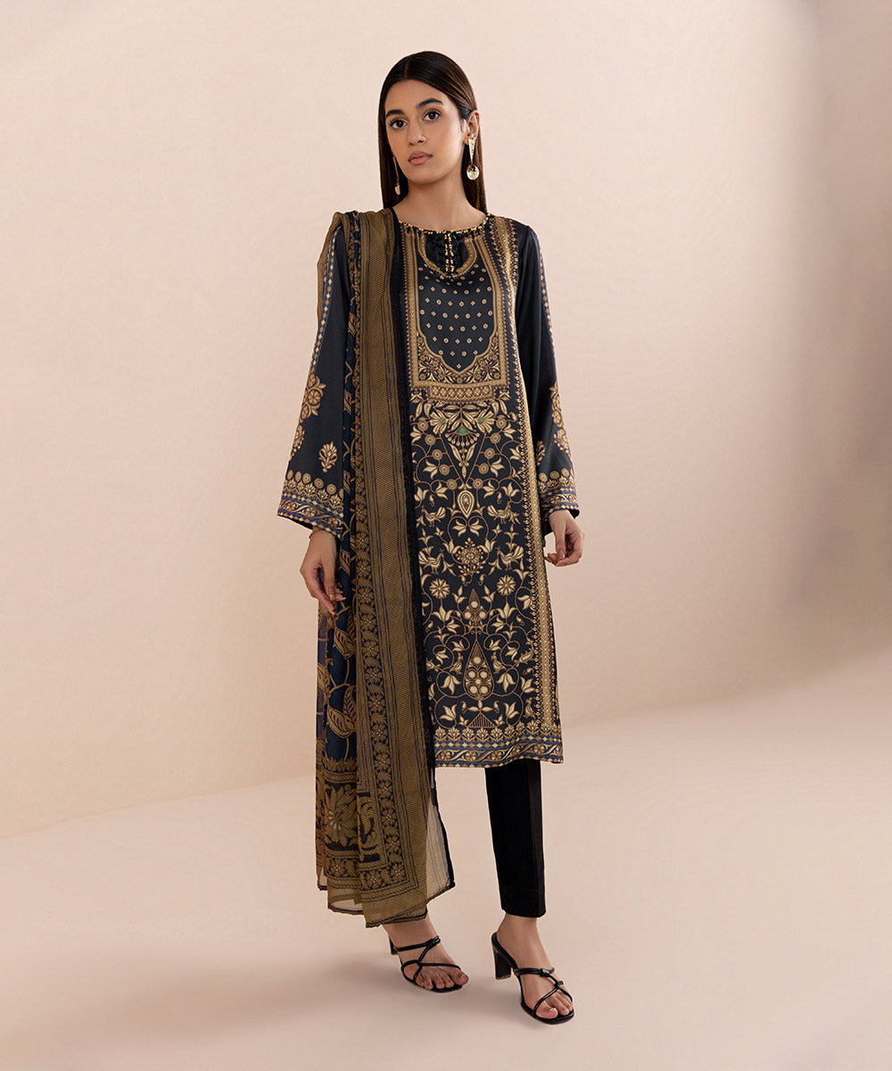 Sapphire - 2 Piece - Embellished Silk Suit