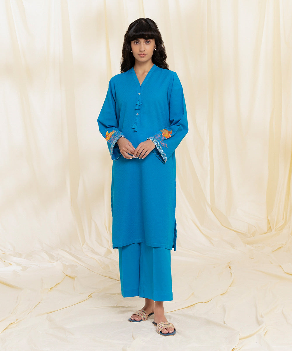 Sapphire - 2 Piece - Embroidered Recycled Cotton Suit