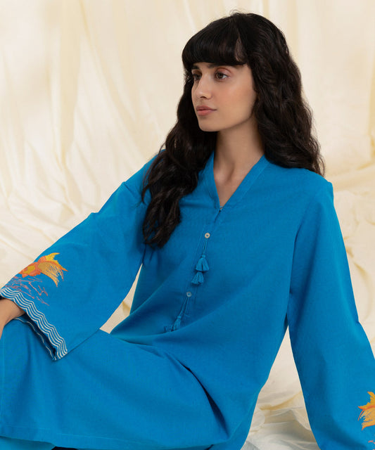 Sapphire - 2 Piece - Embroidered Recycled Cotton Suit