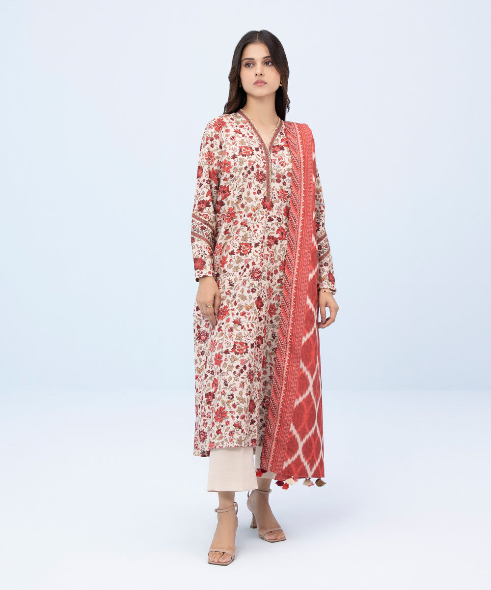 Sapphire - 3 Piece - Printed Khaddar Suit