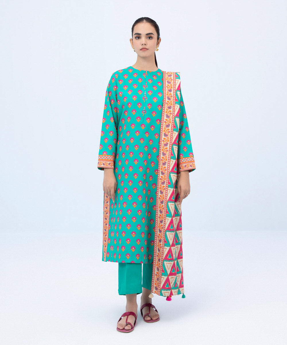 Sapphire - 3 Piece - Printed Khaddar Suit