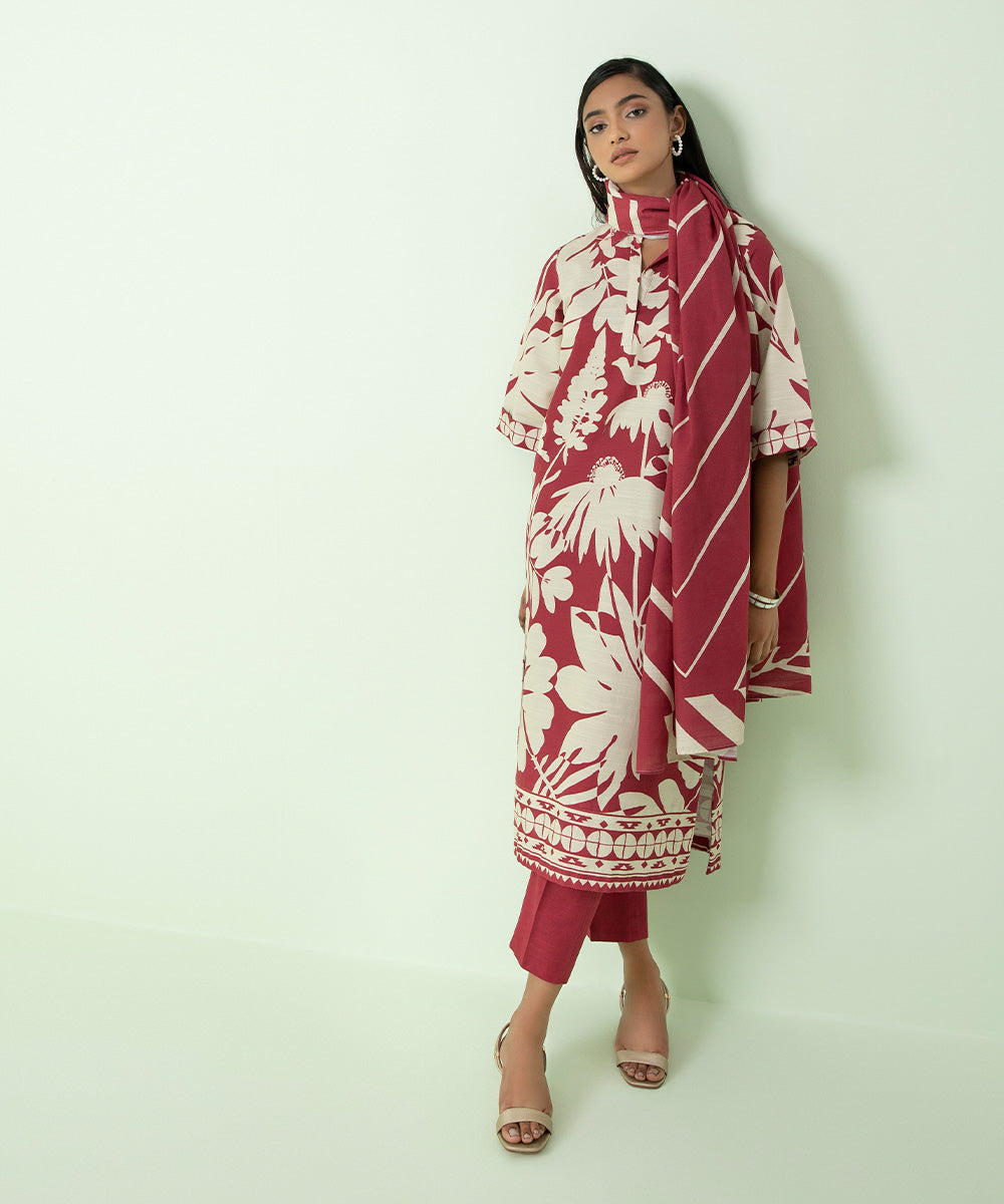 Sapphire - 3 Piece - Printed Light Khaddar Suit