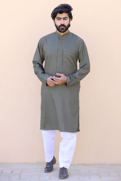 Bareeq Outfits - Seaweed Green Kurta