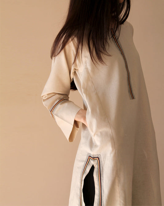 Ayesha Naveed - Beige long kameez