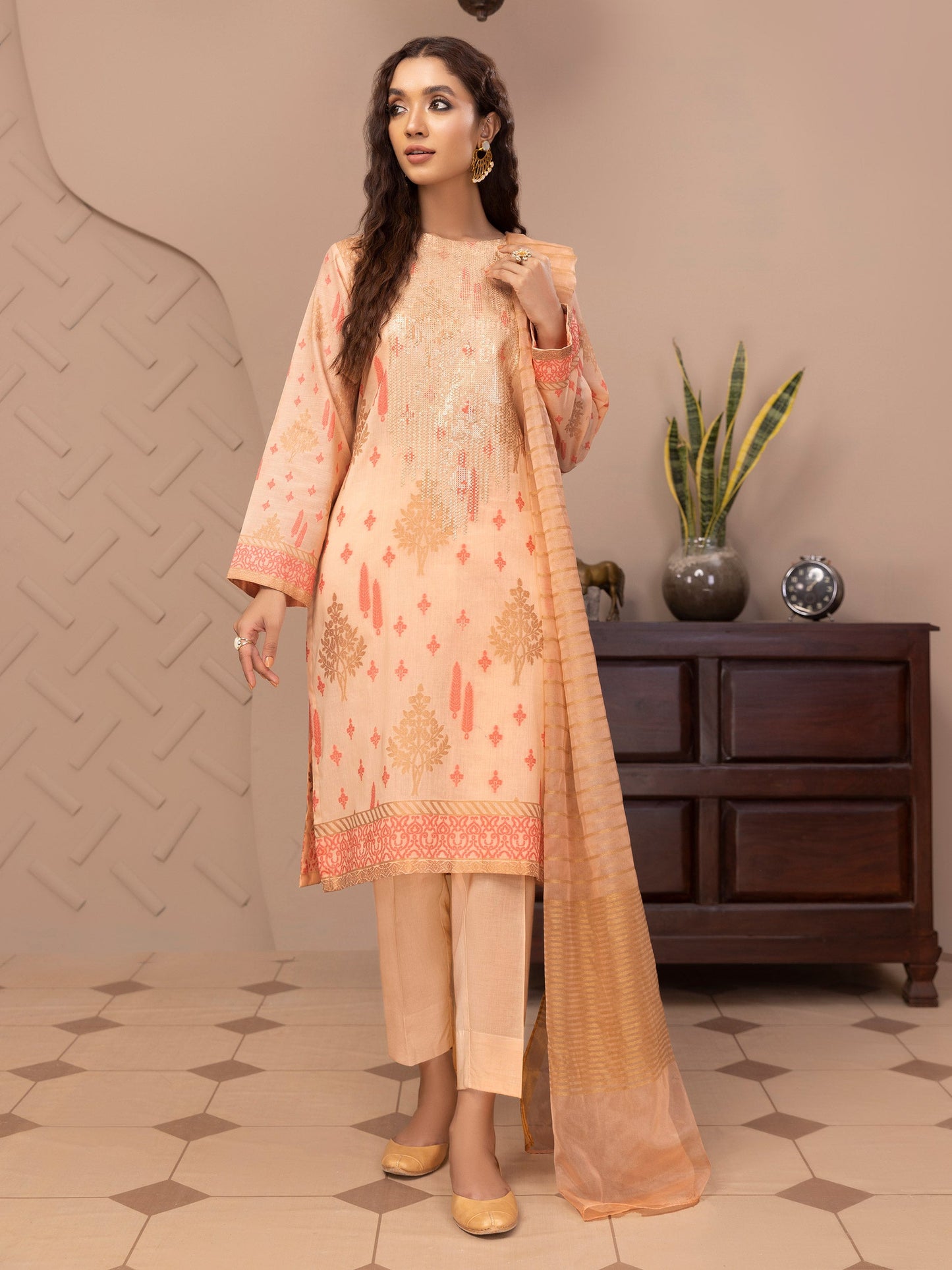 Limelight - 3 Piece Jacquard Suit-Embroidered (Unstitched)