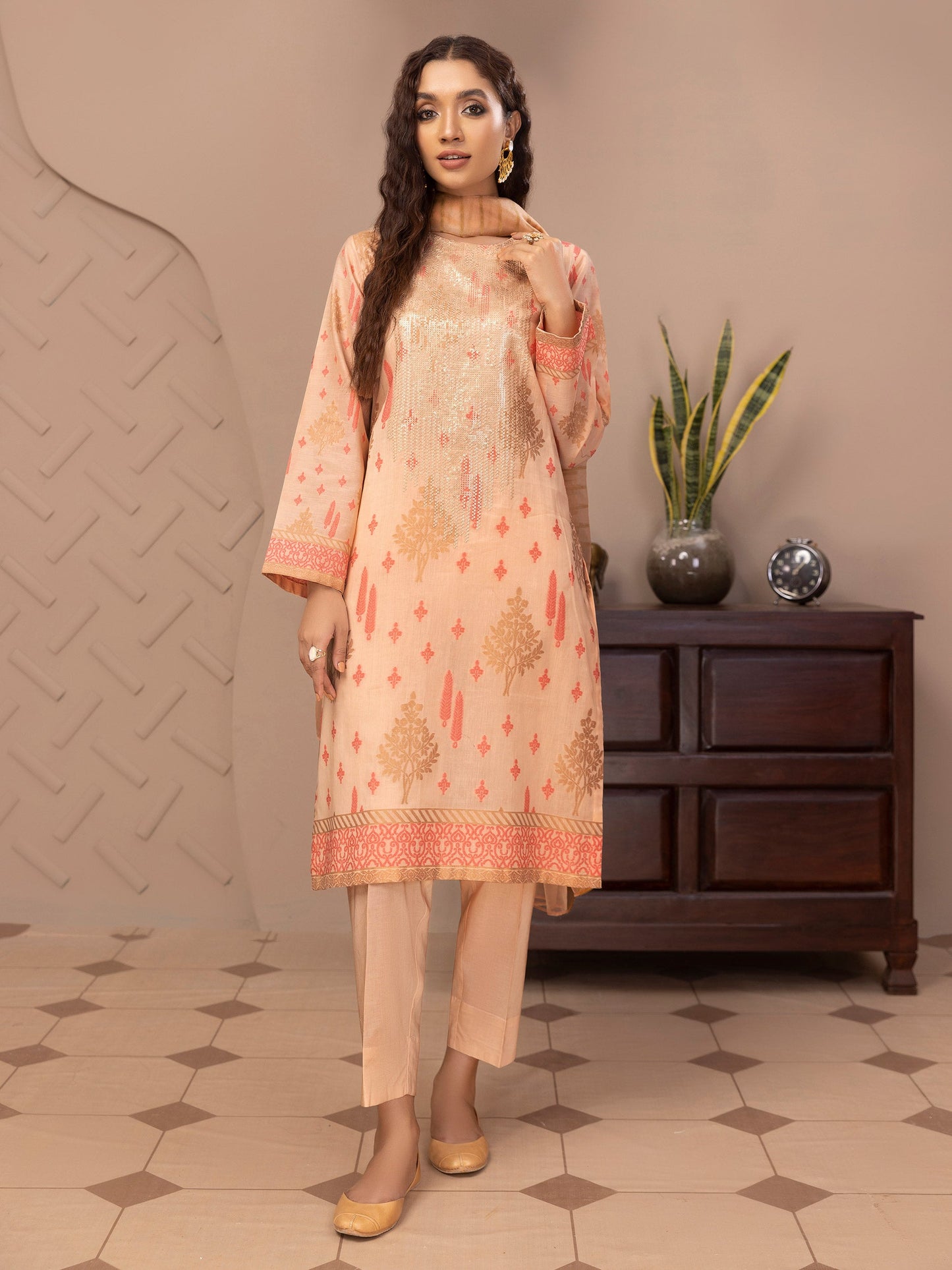 Limelight - 3 Piece Jacquard Suit-Embroidered (Unstitched)