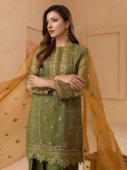 3 Piece Organza Suit-Embroidered (Unstitched)