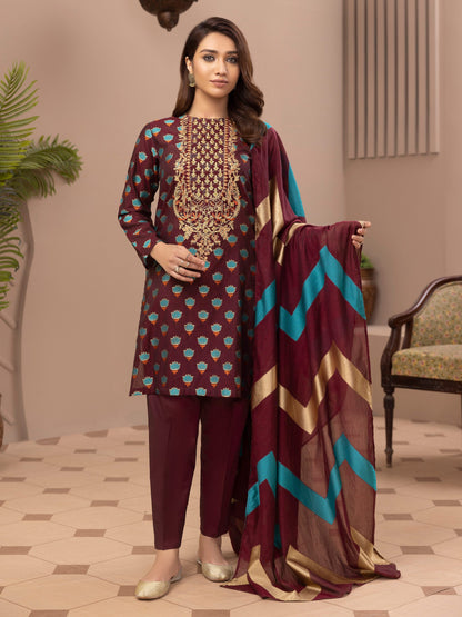 3 Piece Jacquard Suit-Embroidered (Unstitched)