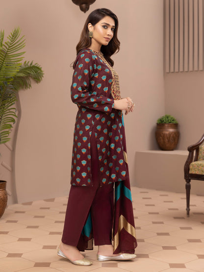 3 Piece Jacquard Suit-Embroidered (Unstitched)