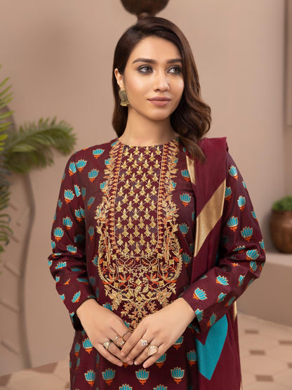 3 Piece Jacquard Suit-Embroidered (Unstitched)