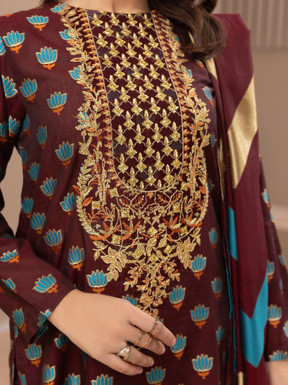 3 Piece Jacquard Suit-Embroidered (Unstitched)