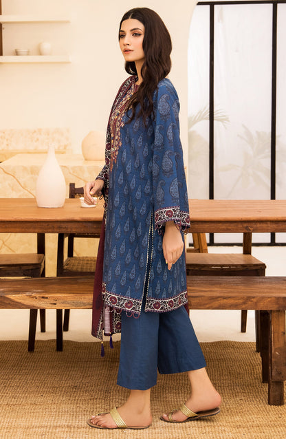 Orient - Unstitched 3 Piece Embroidered Khaddar Shirt , Khaddar Pant and Khaddar Dupatta