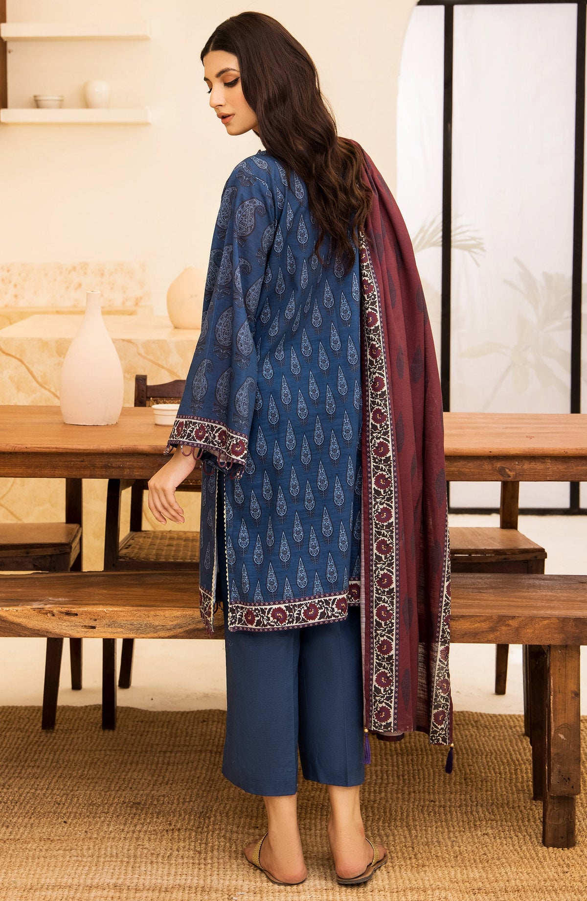 Orient - Unstitched 3 Piece Embroidered Khaddar Shirt , Khaddar Pant and Khaddar Dupatta