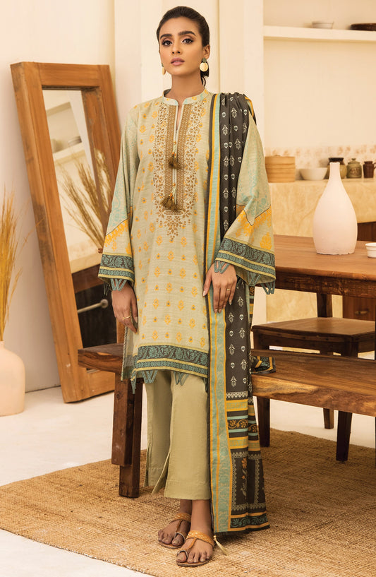 Orient - Unstitched 3 Piece Embroidered Khaddar Shirt , Khaddar Pant and Khaddar Dupatta