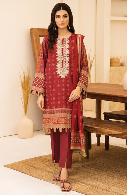 Orient - Unstitched 3 Piece Embroidered Khaddar Shirt , Khaddar Pant and Khaddar Dupatta