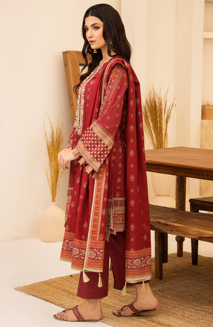 Orient - Unstitched 3 Piece Embroidered Khaddar Shirt , Khaddar Pant and Khaddar Dupatta