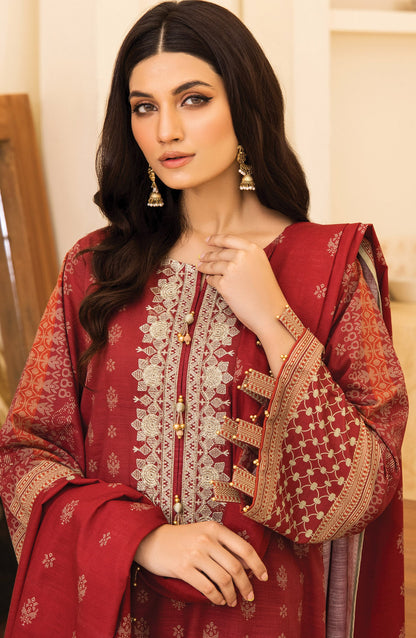 Orient - Unstitched 3 Piece Embroidered Khaddar Shirt , Khaddar Pant and Khaddar Dupatta