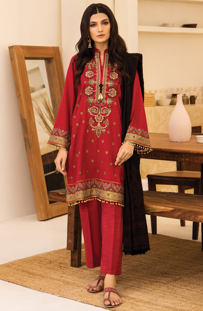 Orient - Unstitched 3 Piece Embroidered Khaddar Shirt, Pant and Jacquard Shawl Dupatta