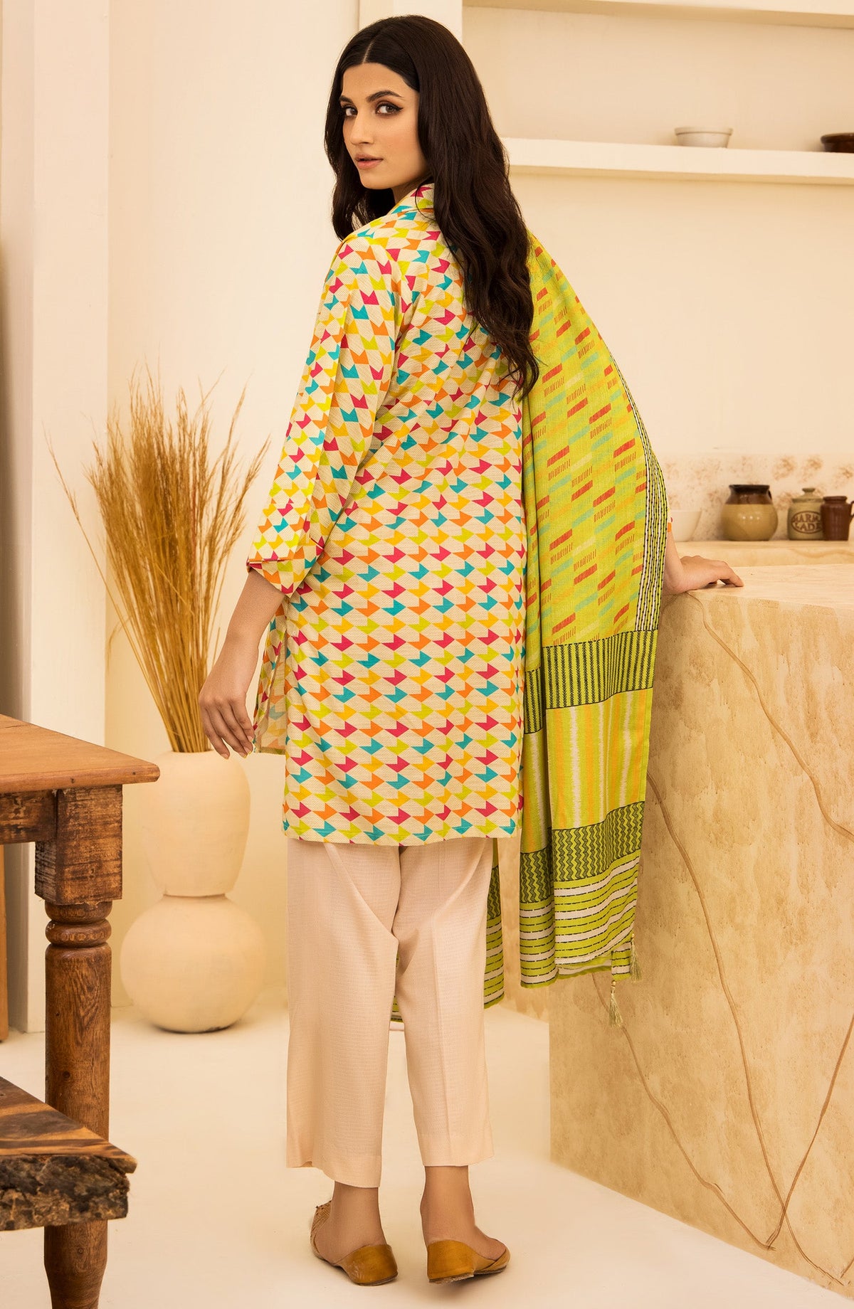 Orient - Unstitched 2 Piece Printed Khaddar Shirt and Shawl Dupatta