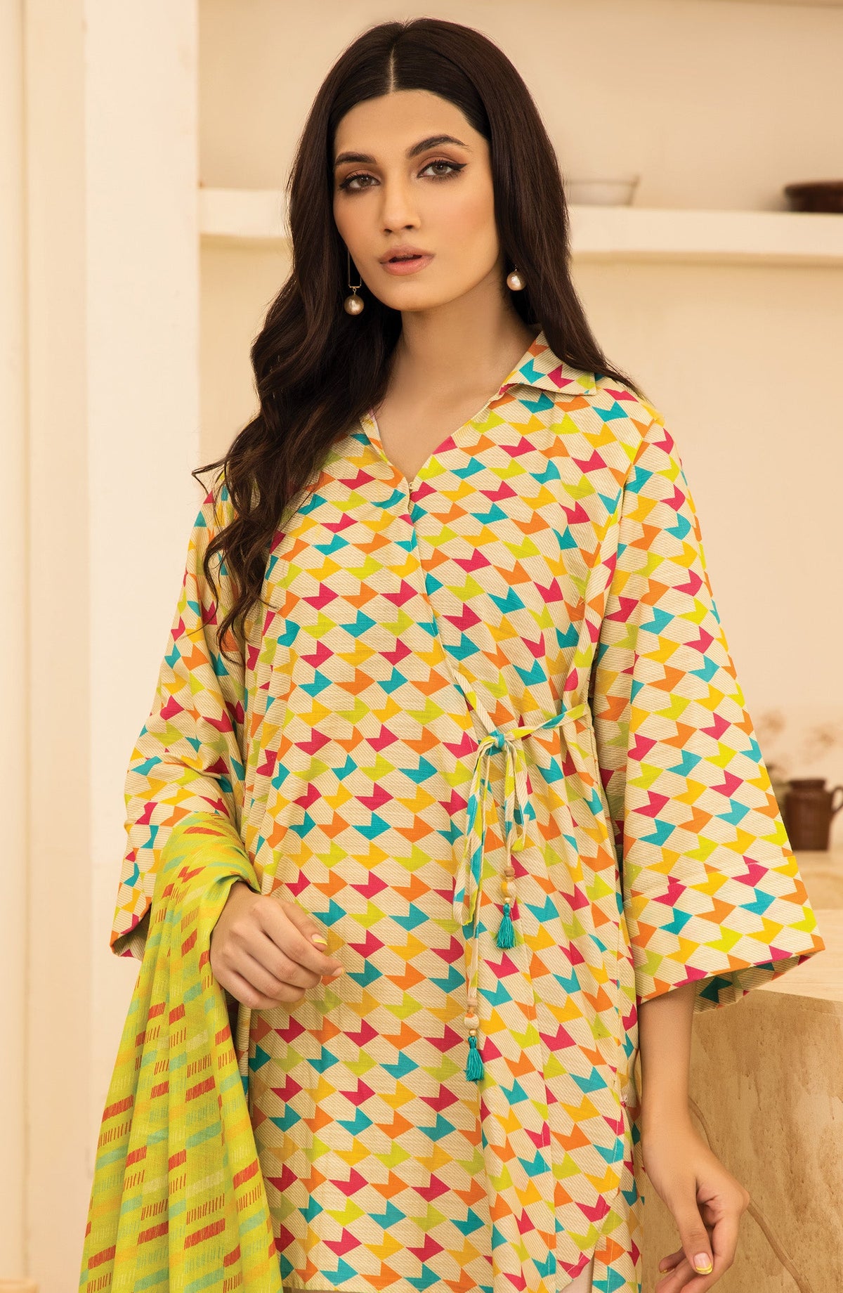 Orient - Unstitched 2 Piece Printed Khaddar Shirt and Shawl Dupatta