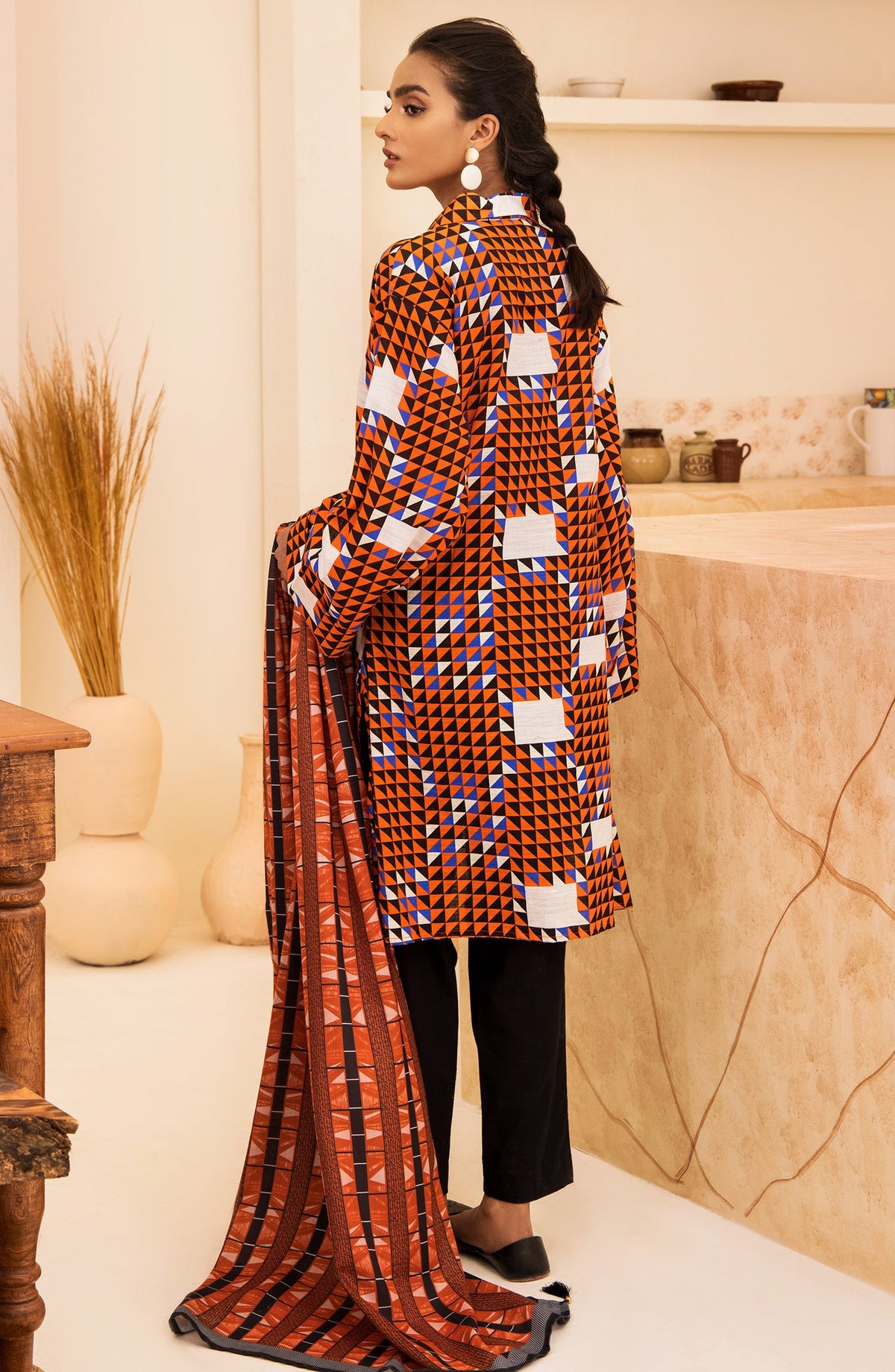 Orient - Unstitched 2 Piece Printed Khaddar Shirt and Out source Dupatta