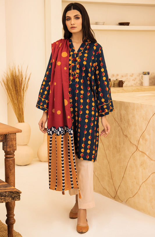 Orient - Unstitched 2 Piece Printed Khaddar Shirt and Shawl Dupatta
