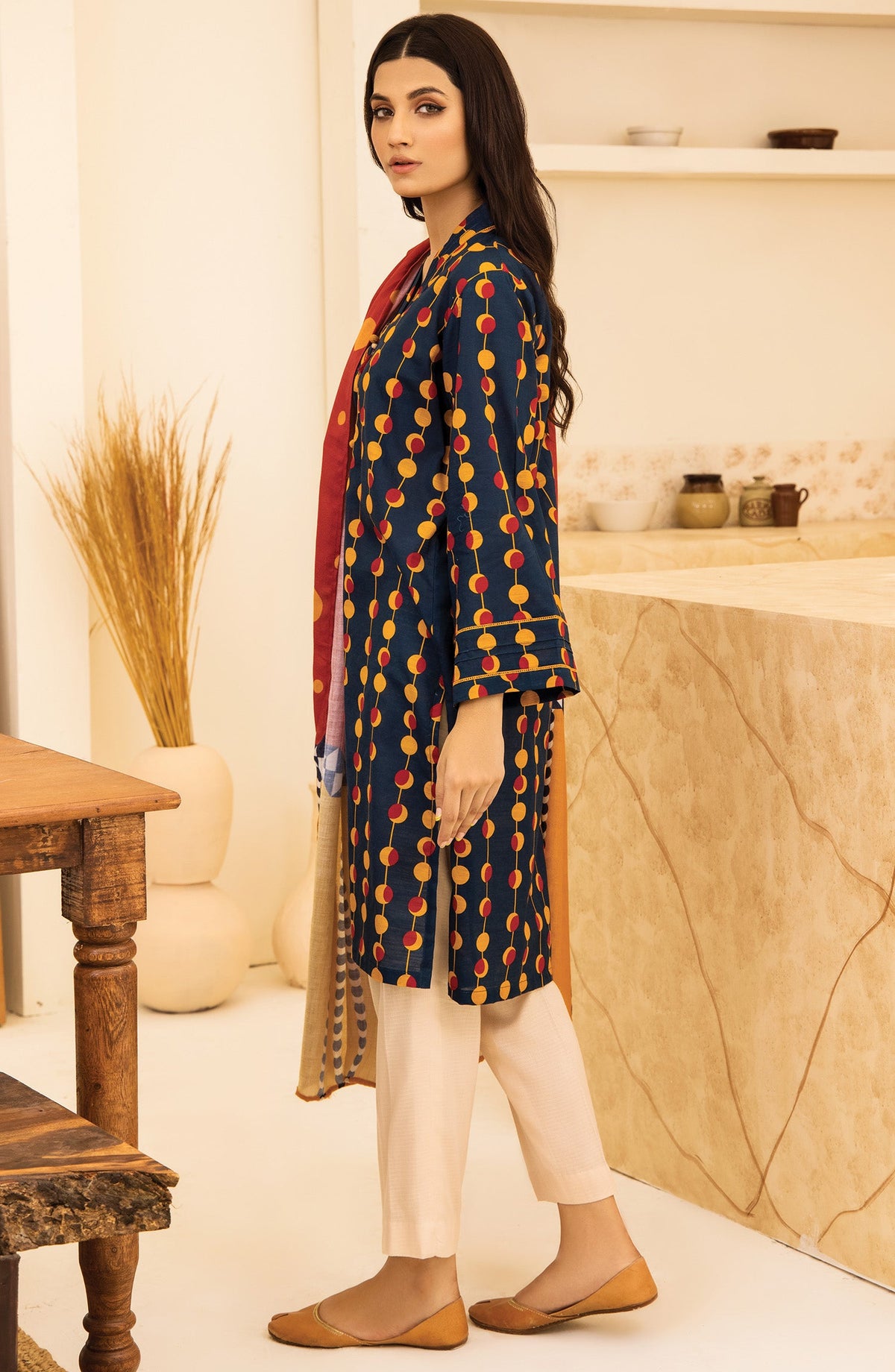 Orient - Unstitched 2 Piece Printed Khaddar Shirt and Shawl Dupatta